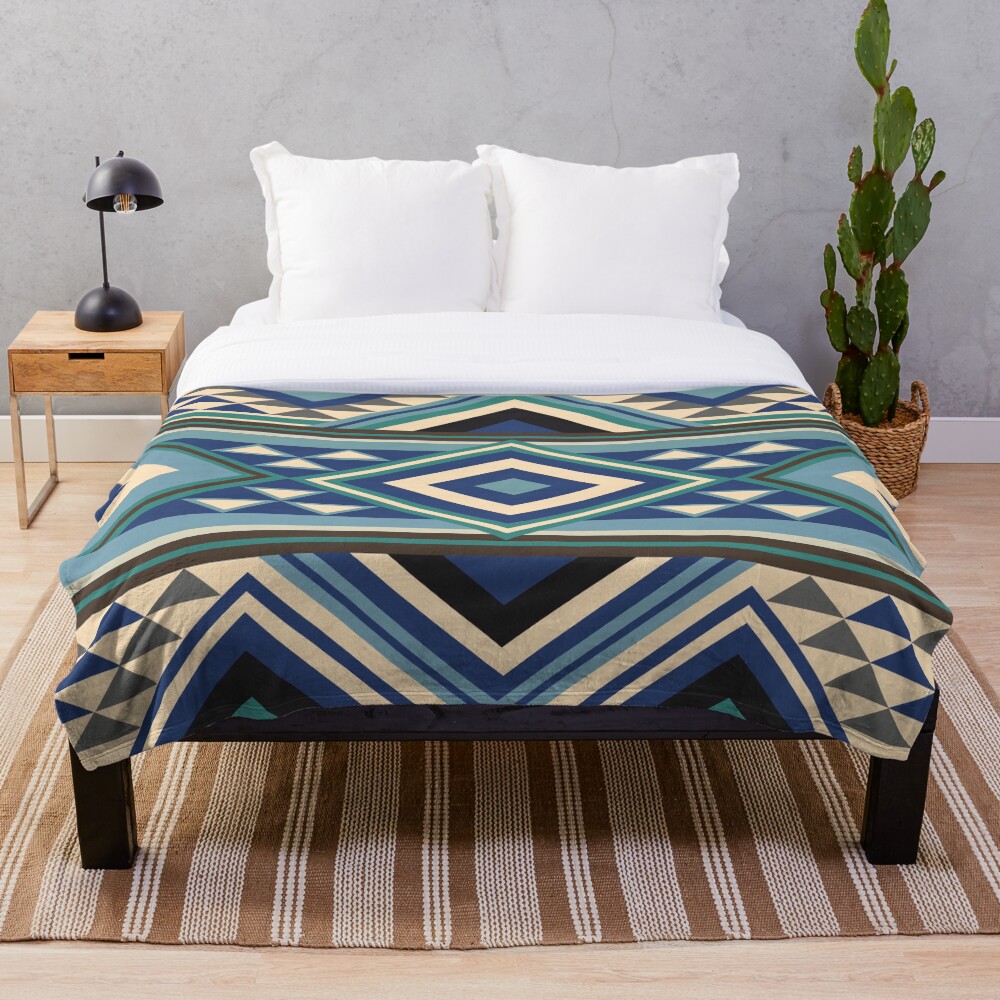"Navajo Blue Pattern " Throw Blanket for Sale by GilDesings Redbubble