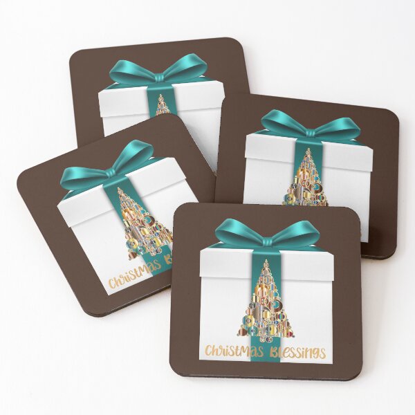 Item preview, Christmas Blessings Gift & Tree - Dark Brown Background designed and sold by PawsitiveMum.