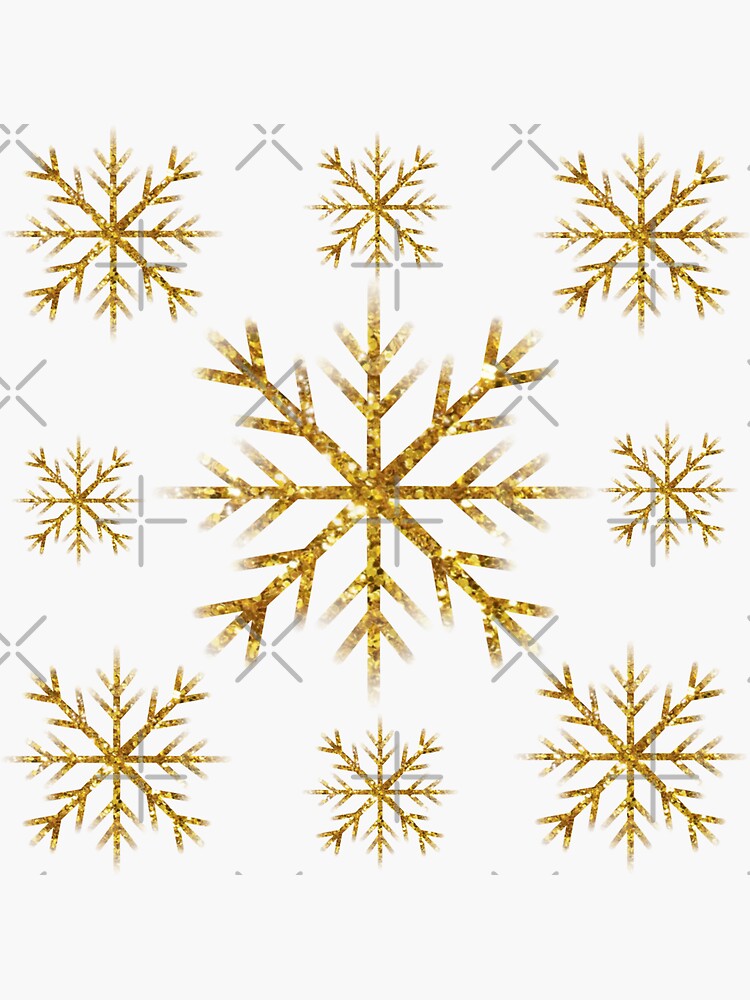 Gold glitter Snowflakes, sparkling North Pole holiday pattern  Sticker for  Sale by hollycooper
