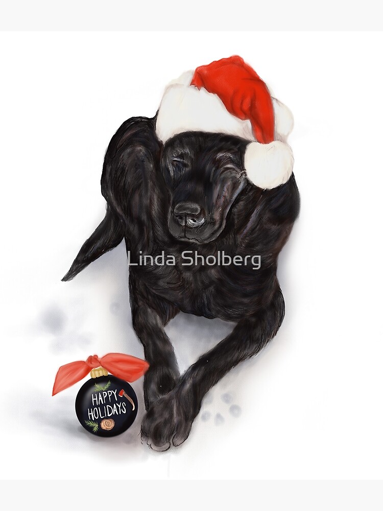 Night Before Christmas- Preppy Black Labs Greeting Card for Sale