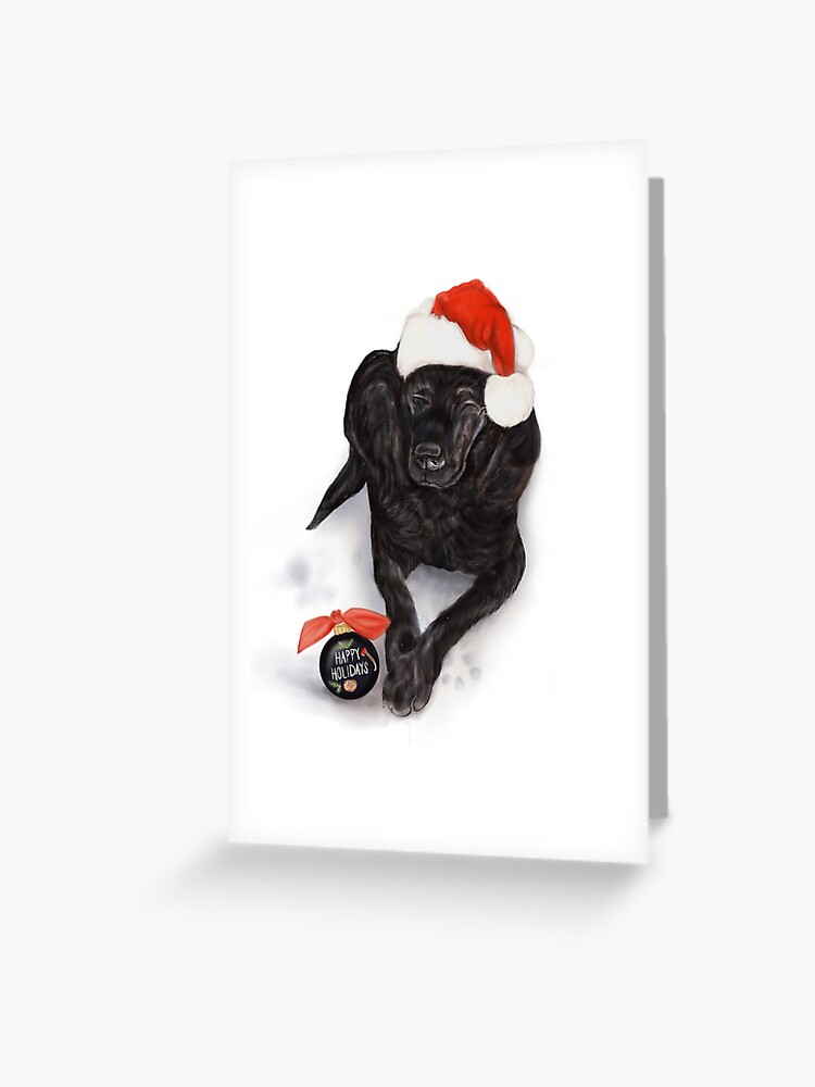 Night Before Christmas- Preppy Black Labs Greeting Card for Sale