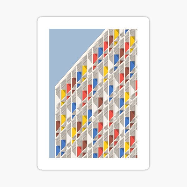 Item preview, Le Corbusier architecture minimalist illustration Facade Cité Radieuse designed and sold by etmeusmoi.