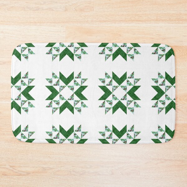 Item preview, Traditional vintage quilt block pattern green designed and sold by InkLove.