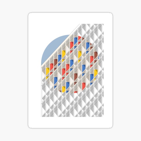 Item preview, Le Corbusier architecture minimalist illustration Facade Cité Radieuse designed and sold by etmeusmoi.