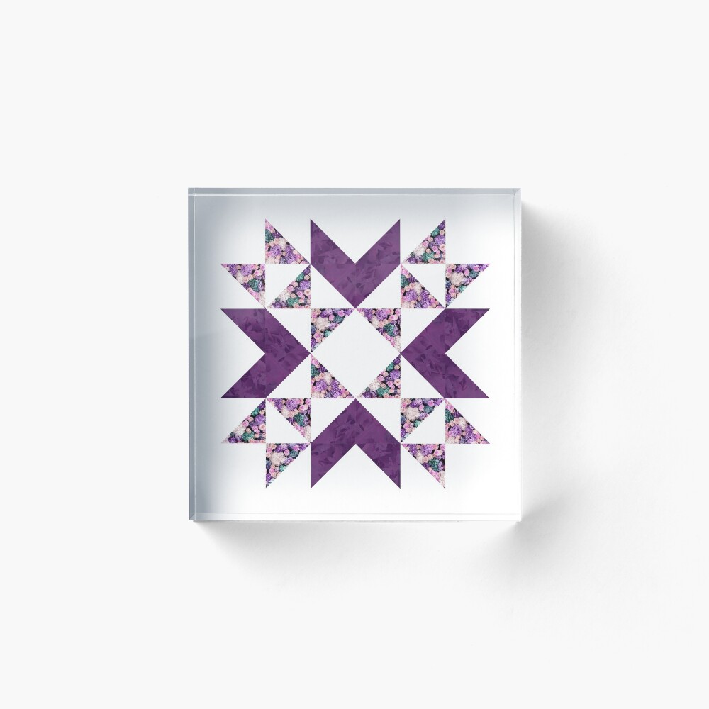 Traditional vintage quilt block pattern purple Sticker