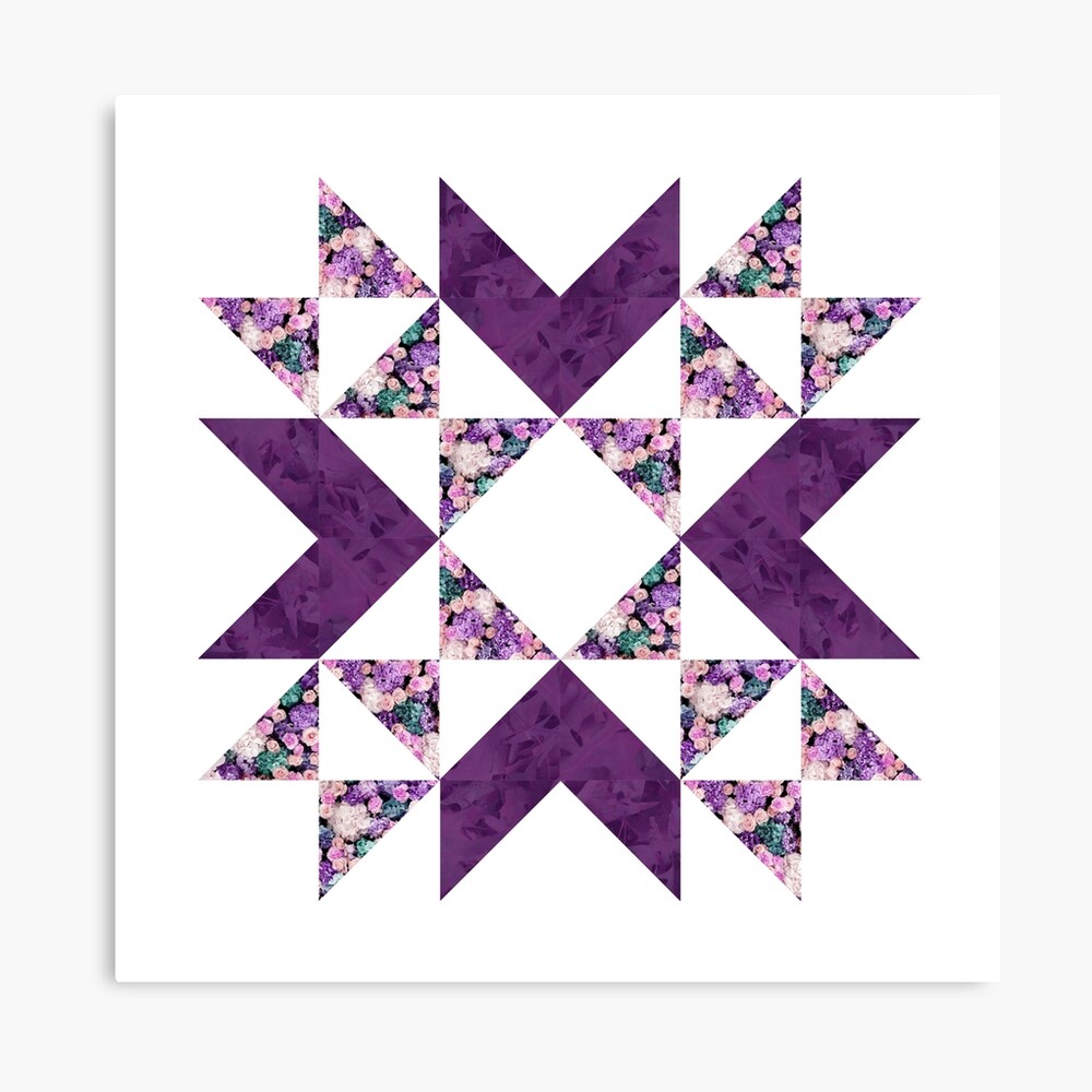 Traditional vintage quilt block pattern purple Sticker