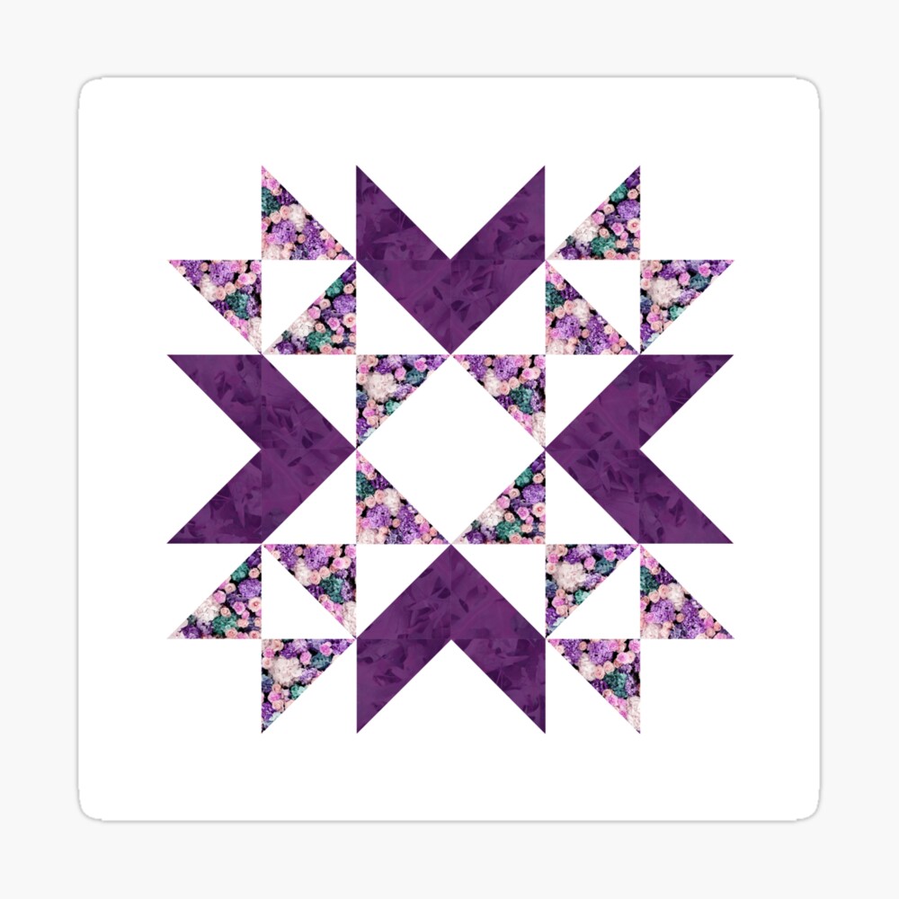 Traditional vintage quilt block pattern purple Sticker