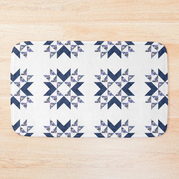 Item preview, Traditional vintage quilt block pattern blue designed and sold by InkLove.