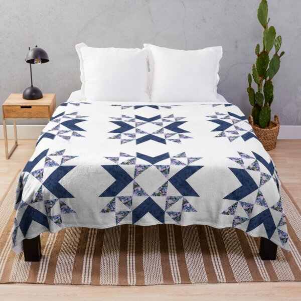 Item preview, Traditional vintage quilt block pattern blue designed and sold by InkLove.