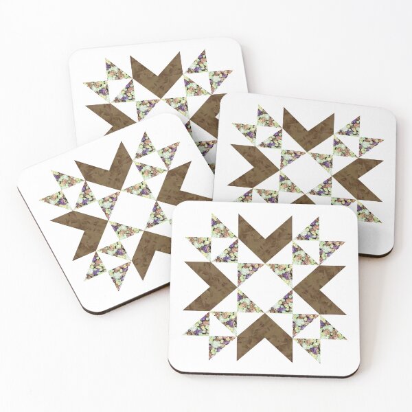 Item preview, Traditional vintage quilt block pattern brown designed and sold by InkLove.