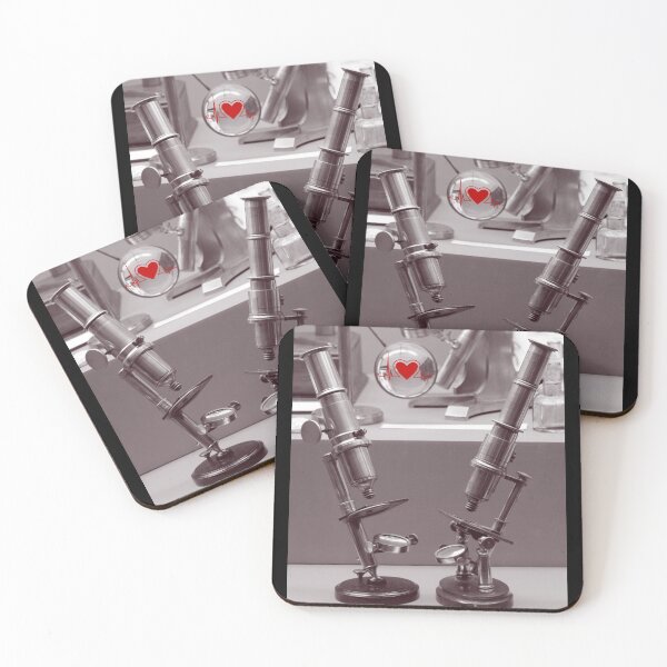 Item preview, ANTIQUE MICROSCOPES WITH HEARTBEAT SCIENCE SCIENTIST  designed and sold by Hippiesole.