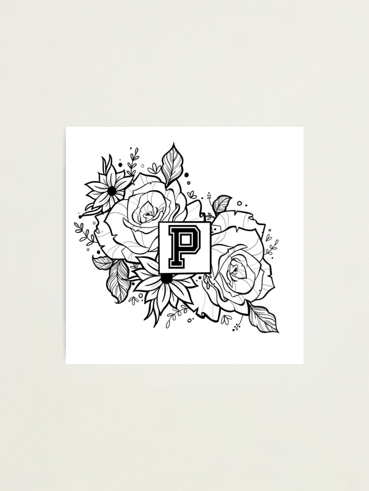 Logo letter p old school tattoo style Royalty Free Vector