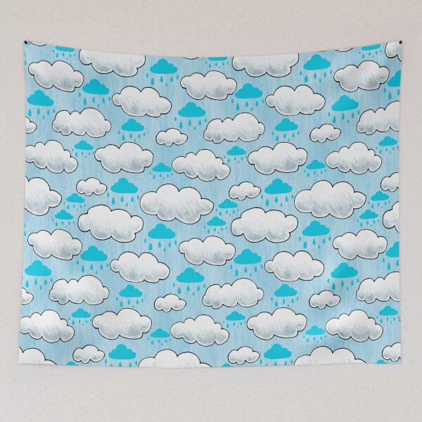 Item preview, blue and gray rain clouds pattern designed and sold by virilamissa.