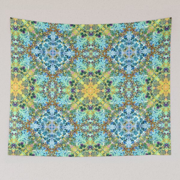 Item preview, Psychedelic Blue and Yellow Flowers designed and sold by cosmicesoteric.