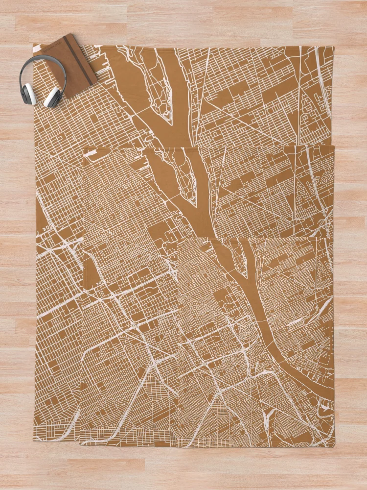Thumbnail 5 of 6, Throw Blanket, Detroit Michigan Map designed and sold by RuumService.