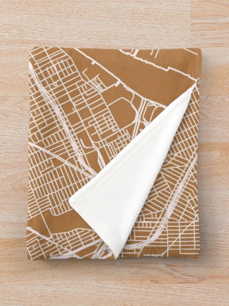 Thumbnail 3 of 6, Throw Blanket, Detroit Michigan Map designed and sold by RuumService.