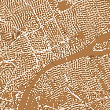 Artwork thumbnail, Detroit Michigan Map by RuumService