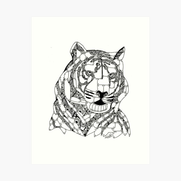 robot tiger drawing