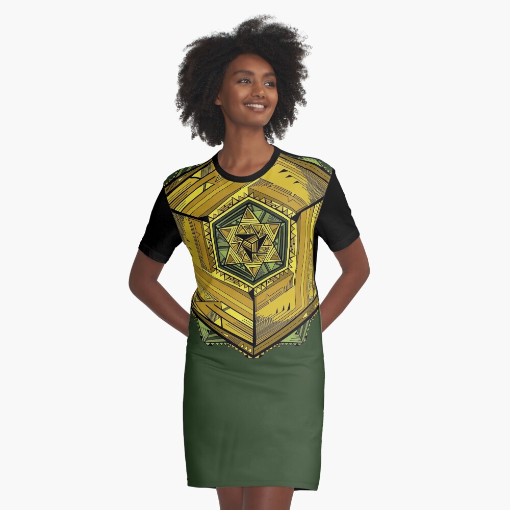 Base3Cube Mandala Graphic T-Shirt Dress