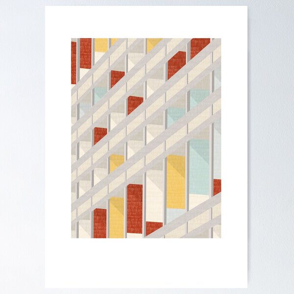 Item preview, Le Corbusier colored pencil radiant city Marseille designed and sold by etmeusmoi.