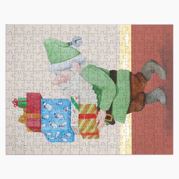 Green Christmas Elf Jigsaw Puzzle