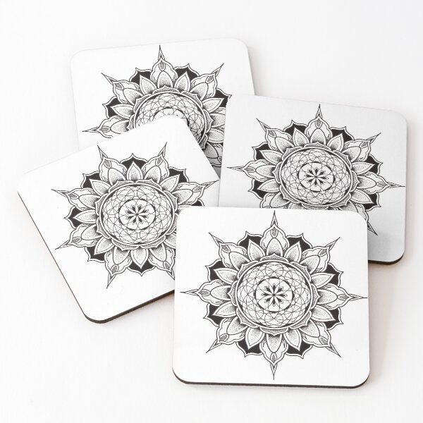 Item preview, Circles mandala with sacred geometry in pen and ink dotwork designed and sold by René Voortwist Pen and Ink art.