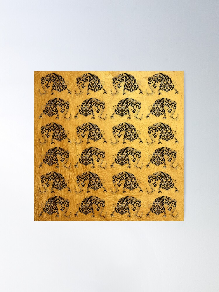 golden mayan axolotl salamander in pattern ecopop Poster by jorgelebeau