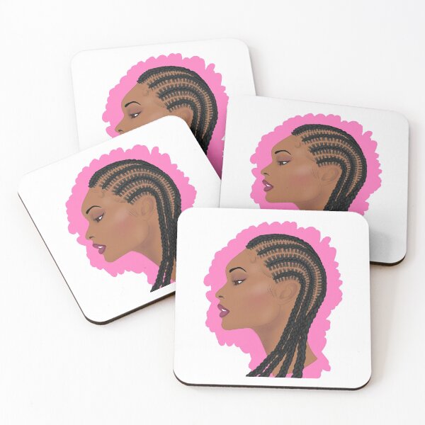 Item preview, Brown skin girl pink corn rows designed and sold by Pascally.