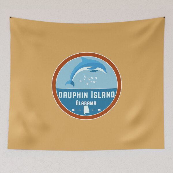 Item preview, Dauphin Island, Alabama Retro AL Ocean Dolphin Badge designed and sold by palmettodigital.