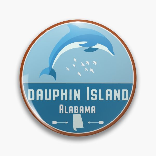 Item preview, Dauphin Island, Alabama Retro AL Ocean Dolphin Badge designed and sold by palmettodigital.