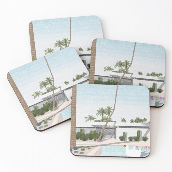 Item preview, Palm Springs illustration minimalist colored pencil pool time designed and sold by DANE_Projects.