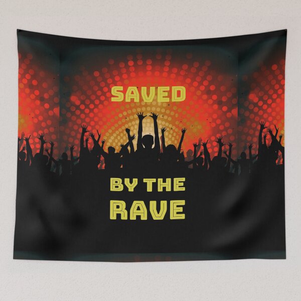 Item preview, Saved By The Rave - Reach For The Lasers - Party Hard 2021 - Yellow Red Black designed and sold by NoMatterLab.