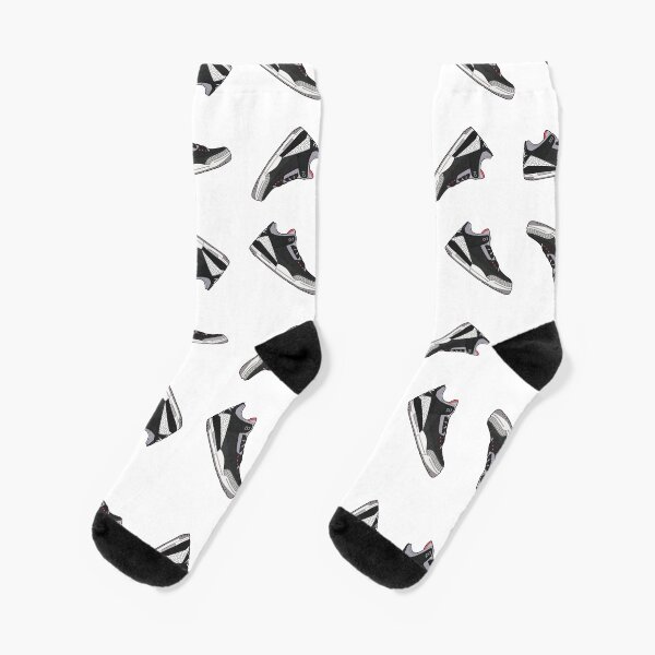 Jordan 3 Retro Black Cement Pattern Socks