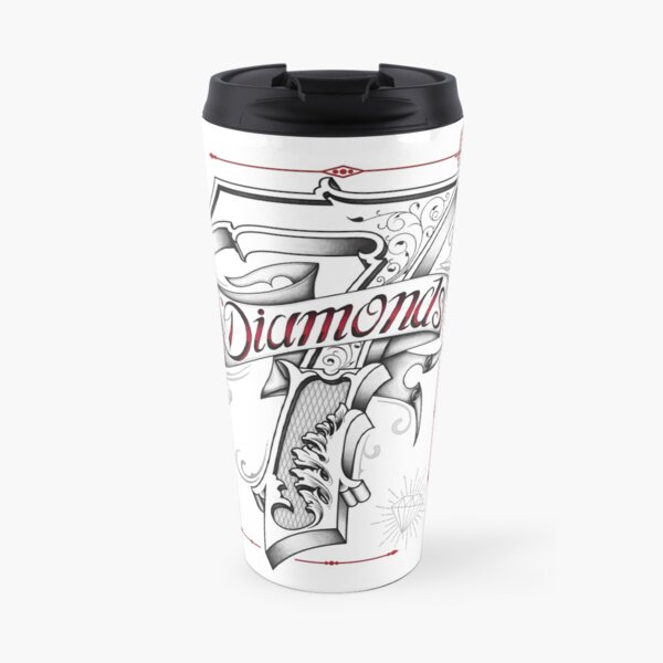 Seven of Diamonds, typography art Travel Mug