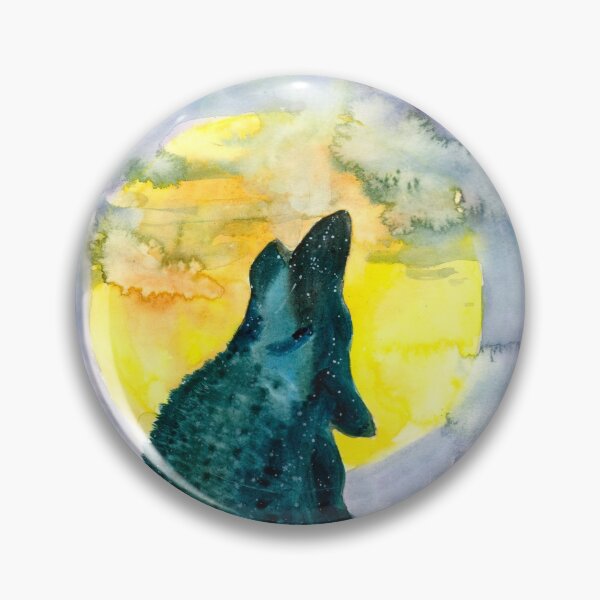 Item preview, Howling wolf silhouette moon gallaxy watecolour illustration designed and sold by Pragonette.