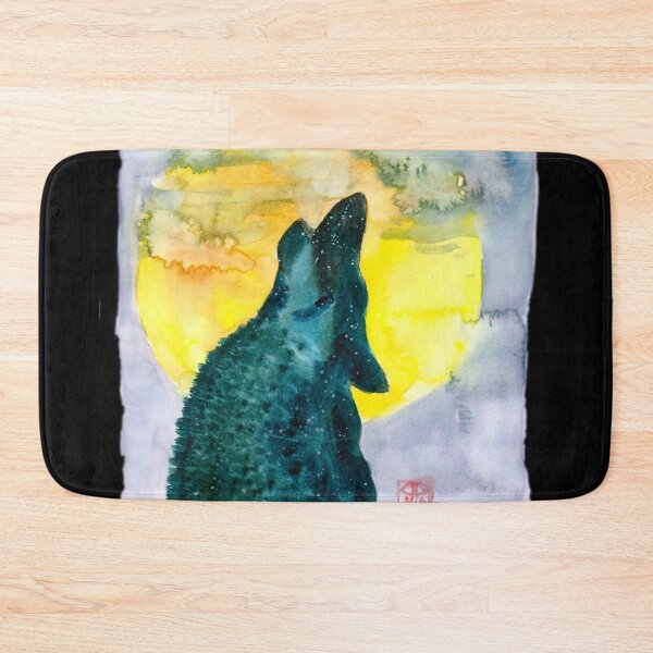 Item preview, Howling wolf silhouette moon gallaxy watecolour illustration designed and sold by Pragonette.