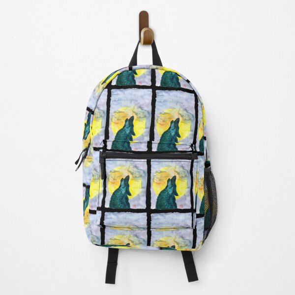 Item preview, Howling wolf silhouette moon gallaxy watecolour illustration designed and sold by Pragonette.