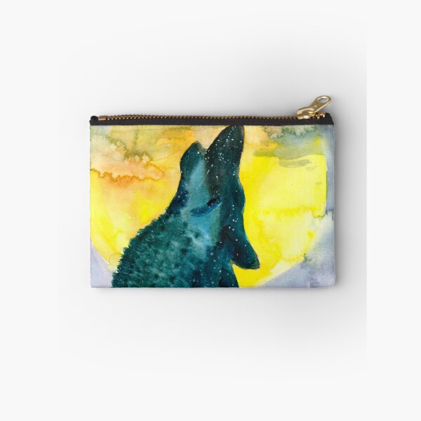 Item preview, Howling wolf silhouette moon gallaxy watecolour illustration designed and sold by Pragonette.