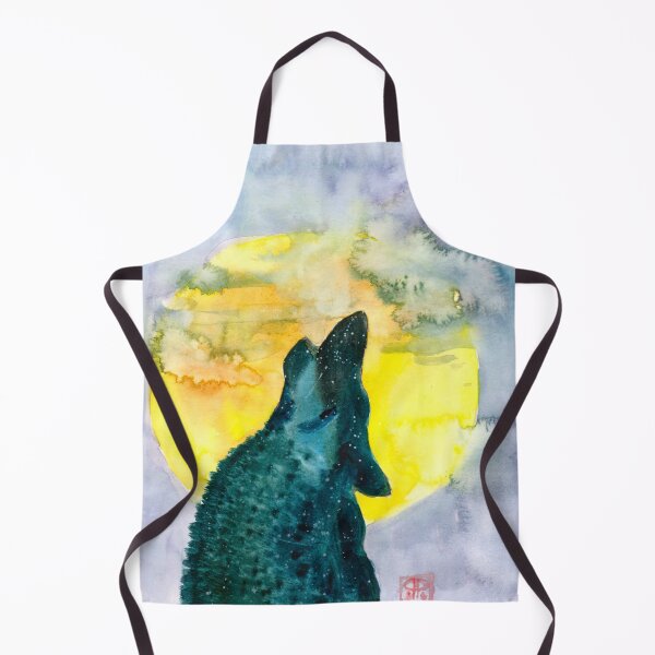 Item preview, Howling wolf silhouette moon gallaxy watecolour illustration designed and sold by Pragonette.