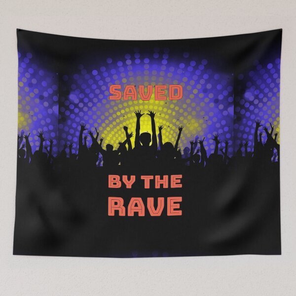 Item preview, Saved By The Rave - Party 2021 - Reach For The Lights - Yellow Red Blue Black designed and sold by NoMatterLab.