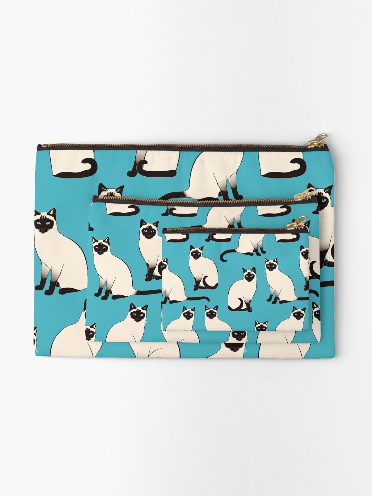 Alternate view of Siamese Cats - sparse pattern Zipper Pouch