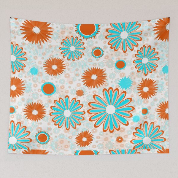 Item preview, Happy Blue-Orange Daisy Pattern designed and sold by ClaudiaFlores.