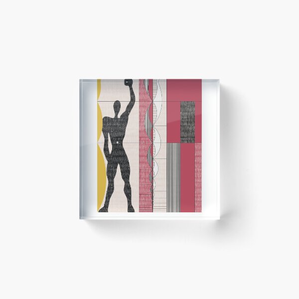 Item preview, Le Corbusier architecture illustration minimalist colored pencil Modulor designed and sold by etmeusmoi.