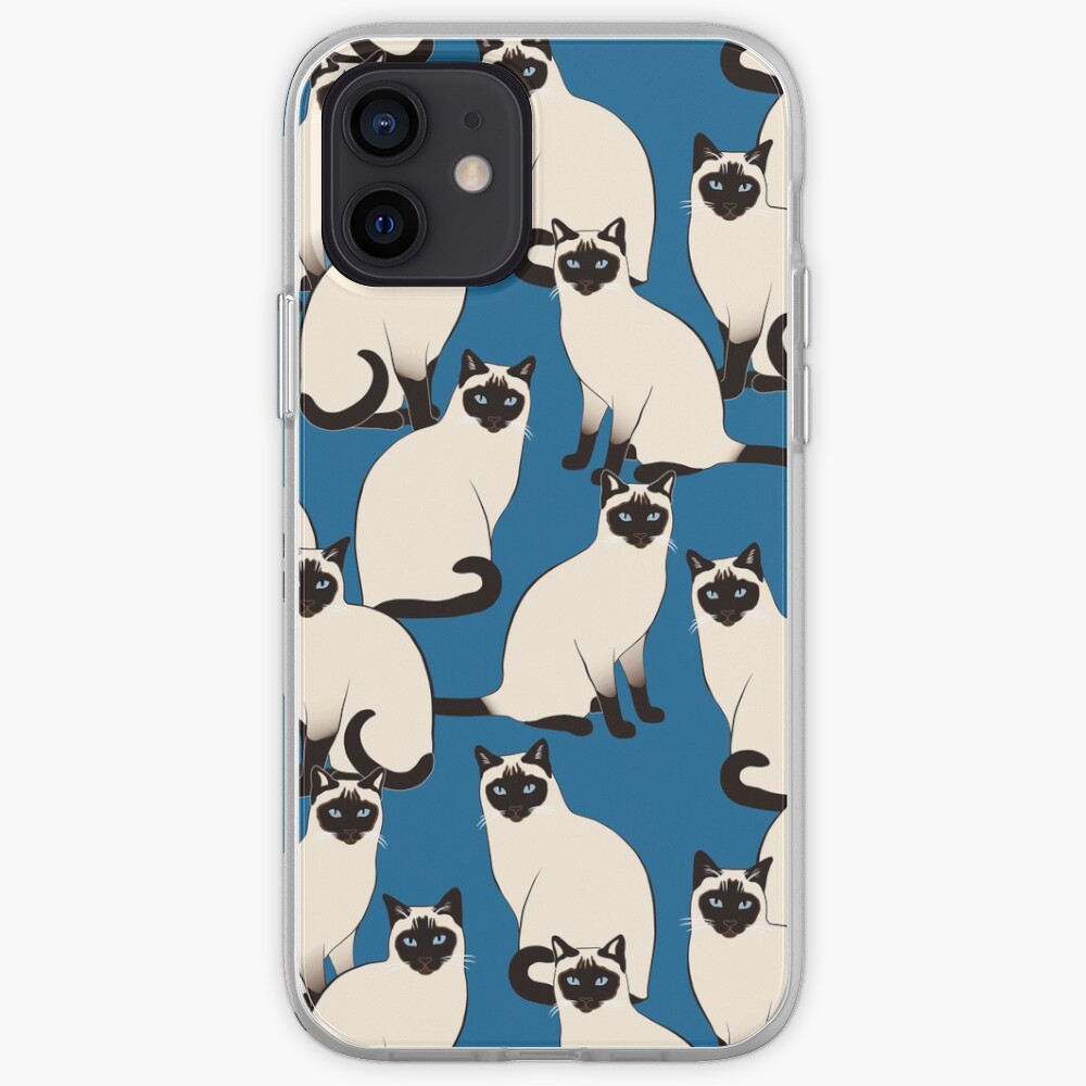 Siamese Cats on dark blue iPhone Case & Cover