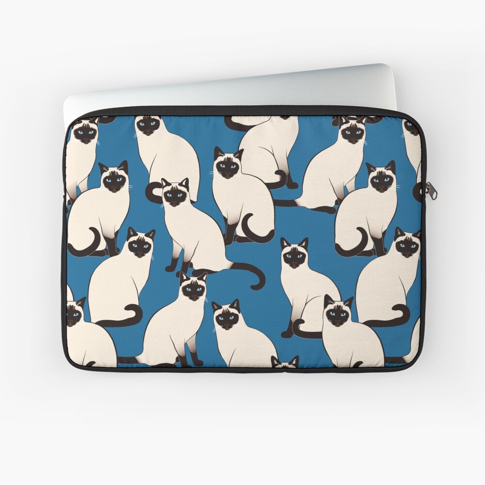 Siamese Cats on dark blue Laptop Sleeve
