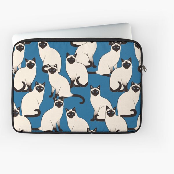 Siamese Cats on dark blue Laptop Sleeve