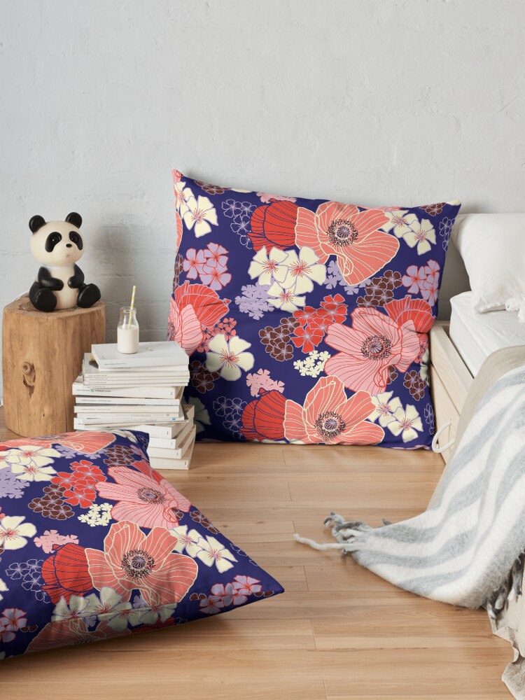Alternate view of Wild Poppies pattern Floor Pillow