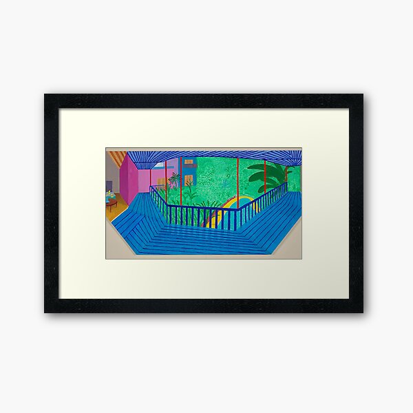 david hockney garden with blue terrace Framed Art Print