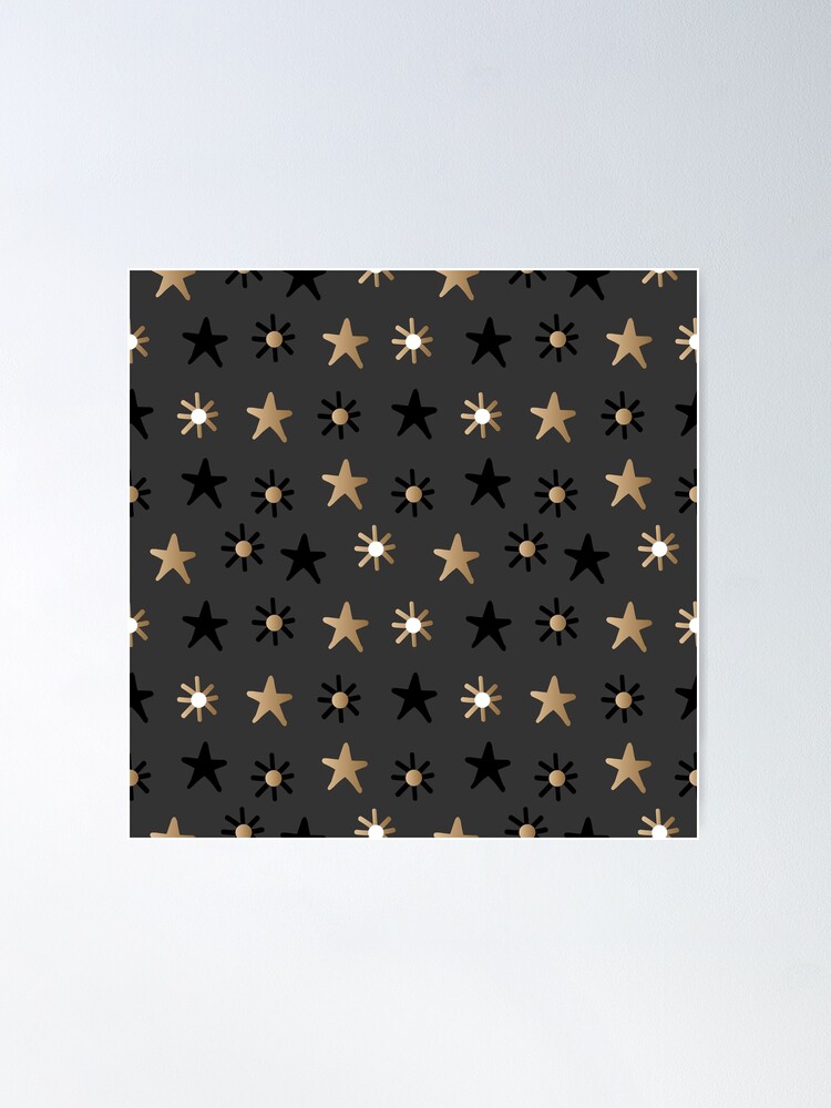Alternate view of Gold and Black Stars on Gray Background Poster