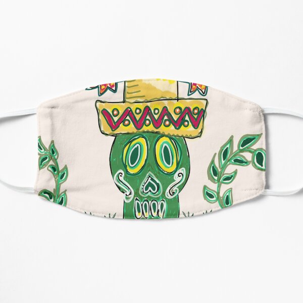 green skull sombrero feliz navidad Flat Mask